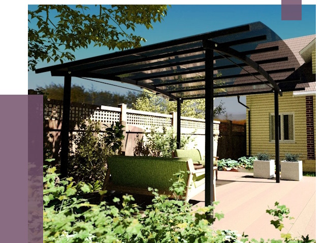 Навесы для террасы в Борзе от 13134 руб. под ключ | ПРОЛЁТ-Бря